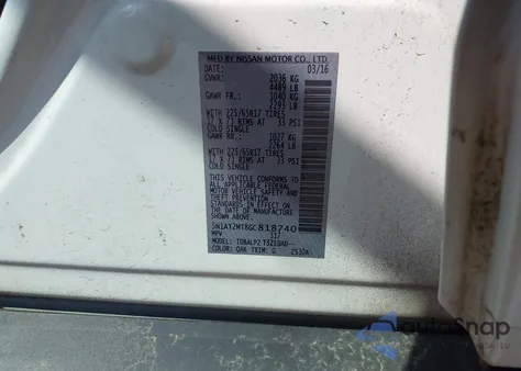 2016 Nissan Rogue S/Sl/Sv z USA, uszkodzony, nr VIN 5N1AT2MT8GC818740